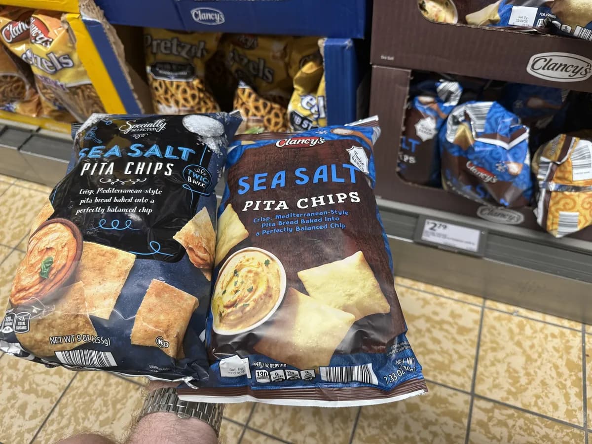 Aldi Pita Chips — 9oz to 7.33oz