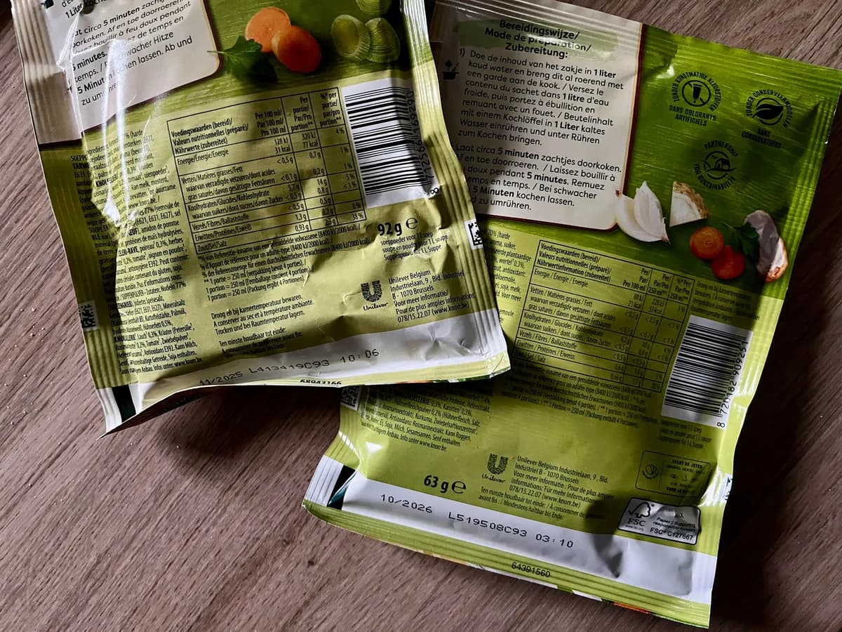 Knorr bouillon mix — 92g to 63g