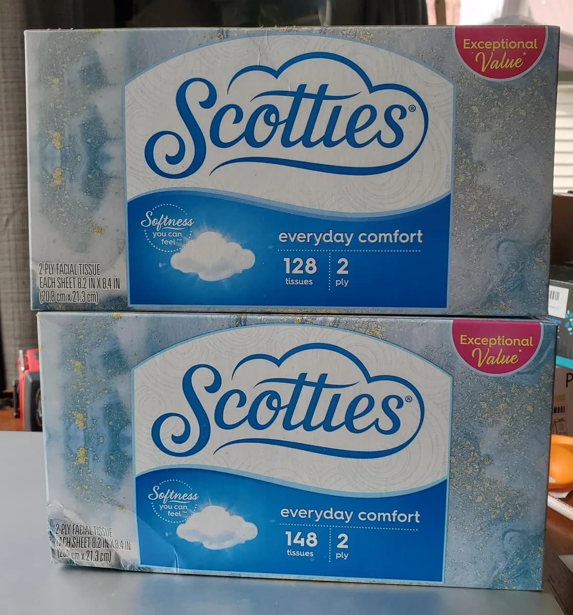 Scotties tissue — 148ct to 128ct