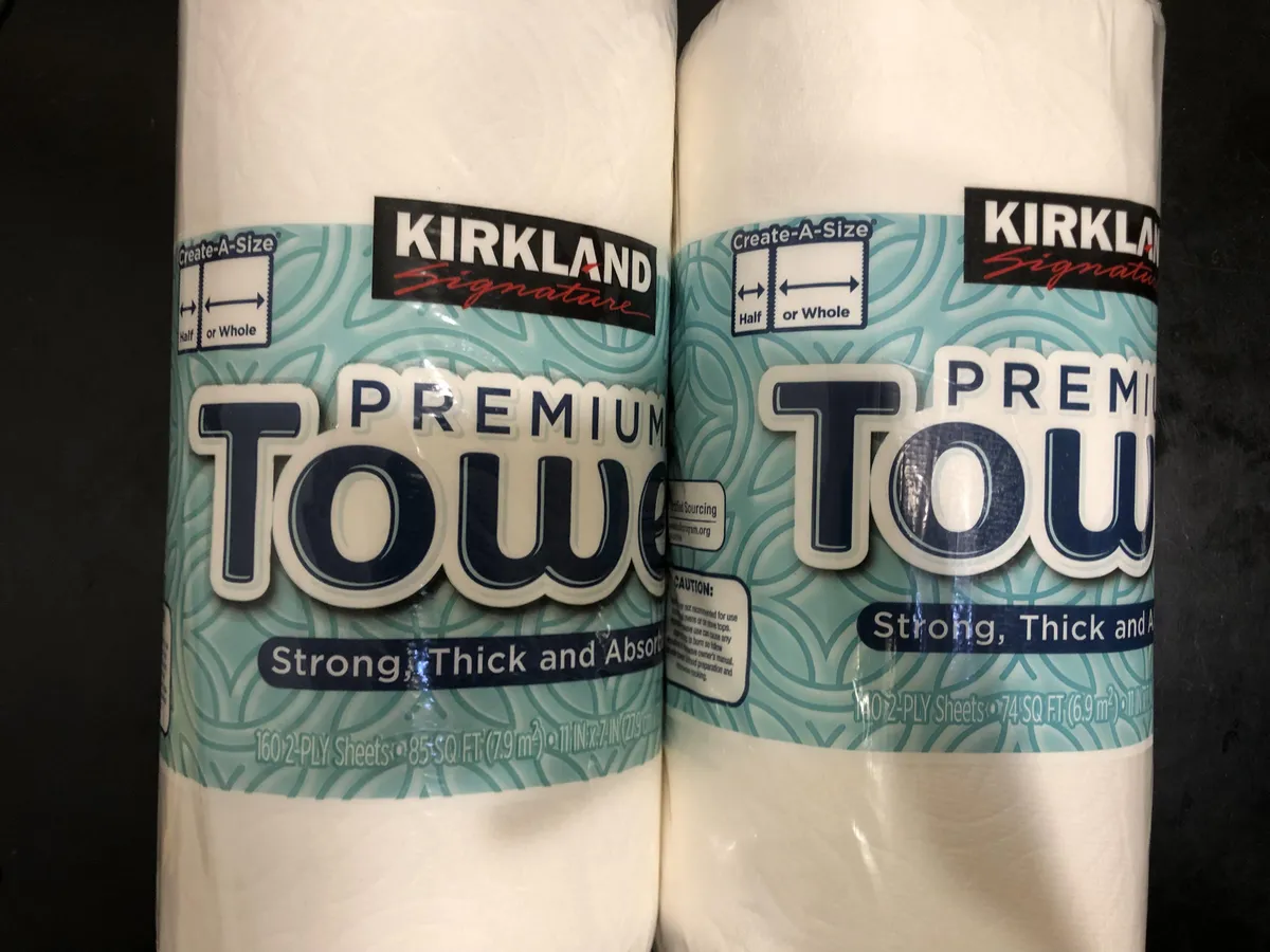 Kirkland Paper Towels — 85sq ft to 74sq ft