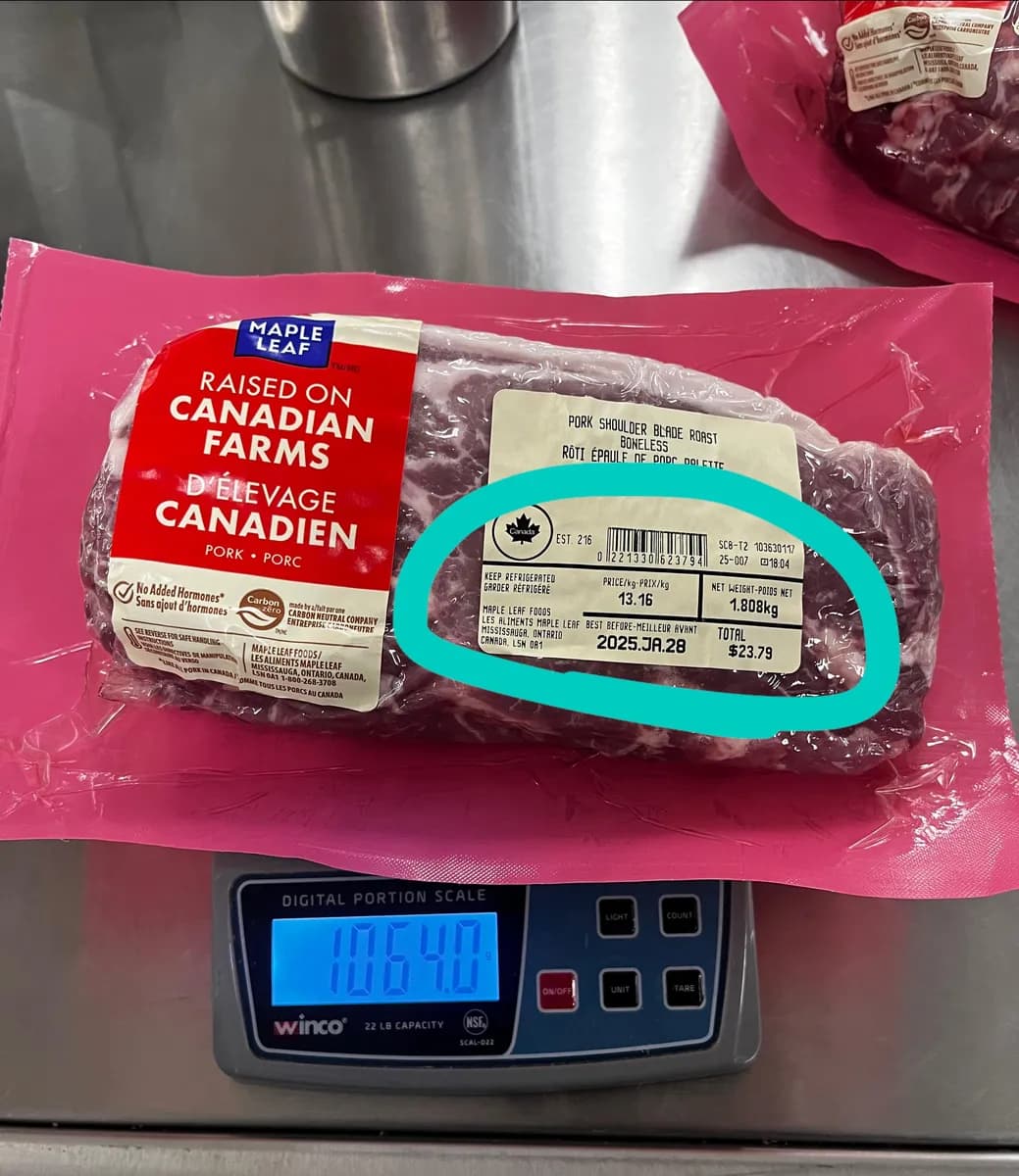 Maple Leaf roast — 1.81kg to 1.06kg