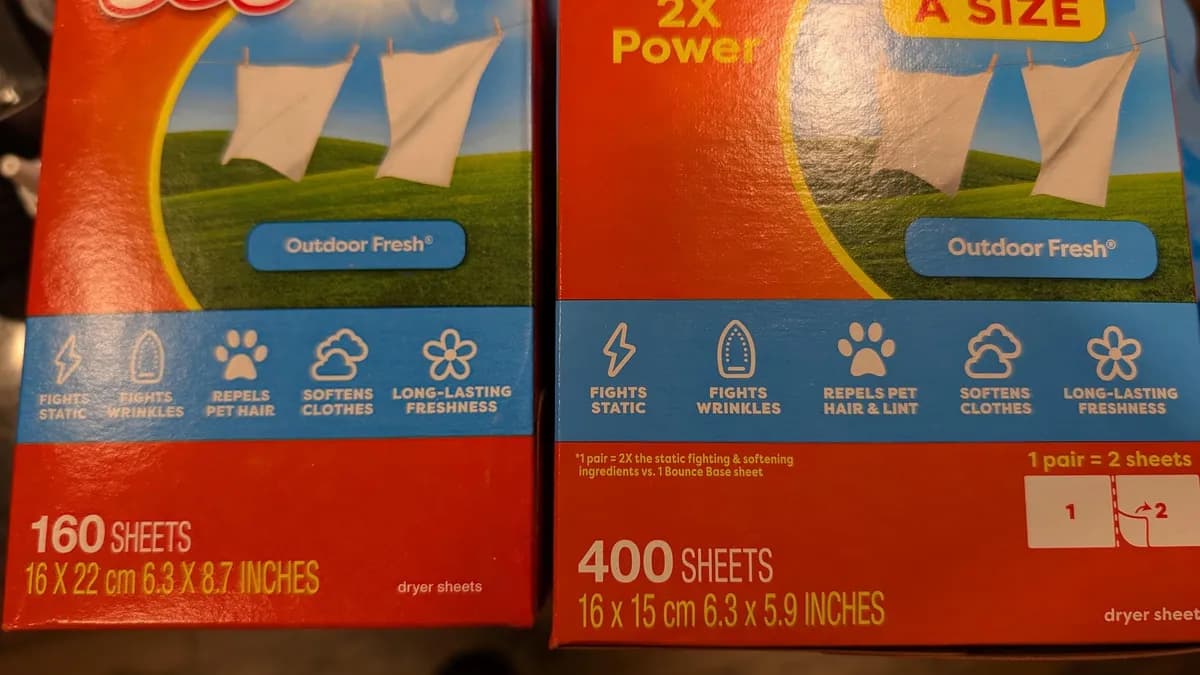 Bounce Bounce Dryer Sheets — 22cm to 15cm