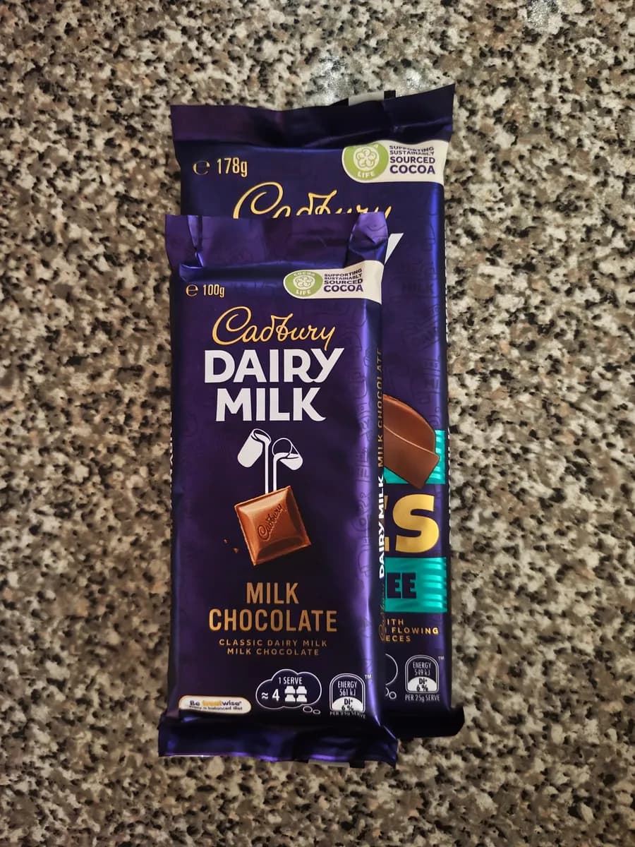 Cadbury chocolate — 178g to 100g