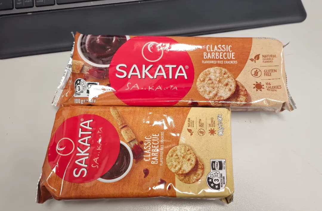 Sakata Rice Crackers — 100g to 90g