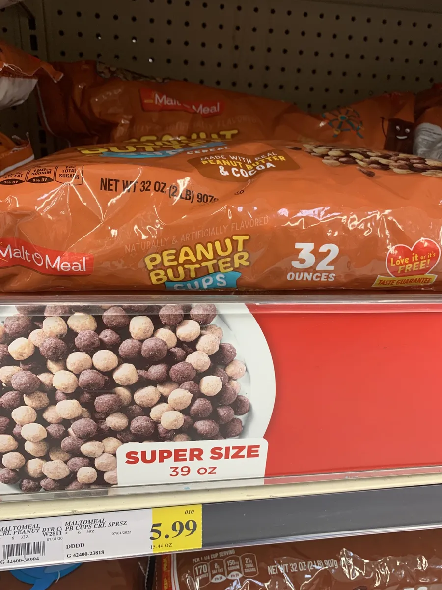 Malt-O-Meal Peanut Butter Cups — 39oz to 32oz