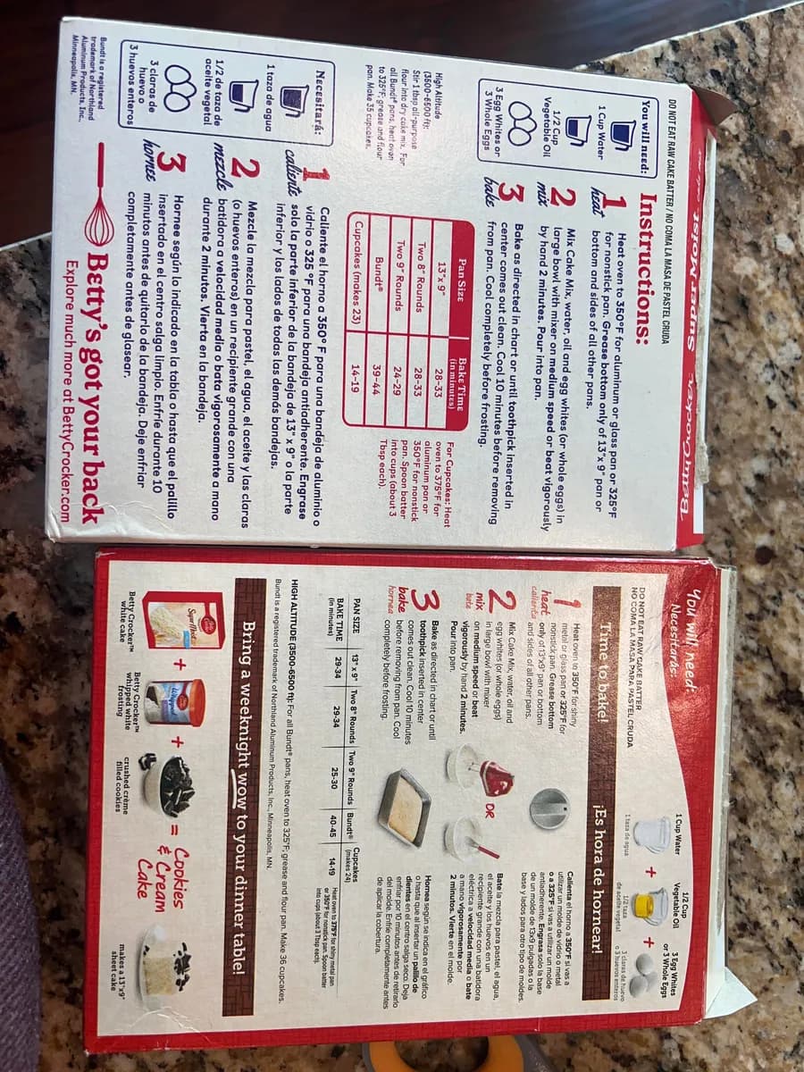 Betty Crocker Cake Mix — 16.25oz to 14.25oz