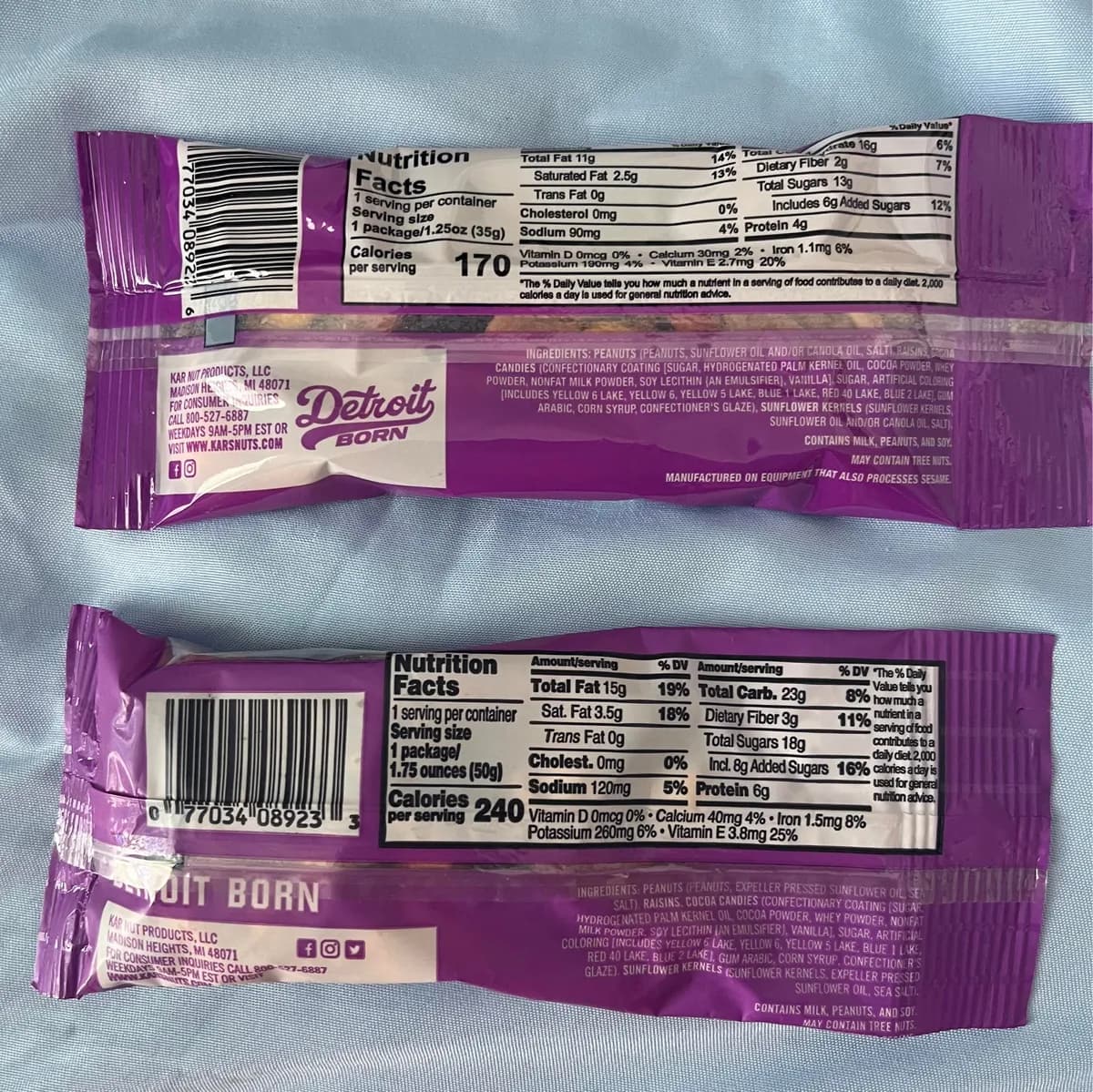 Detroit Born trail mix — 1.75oz to 1.25oz