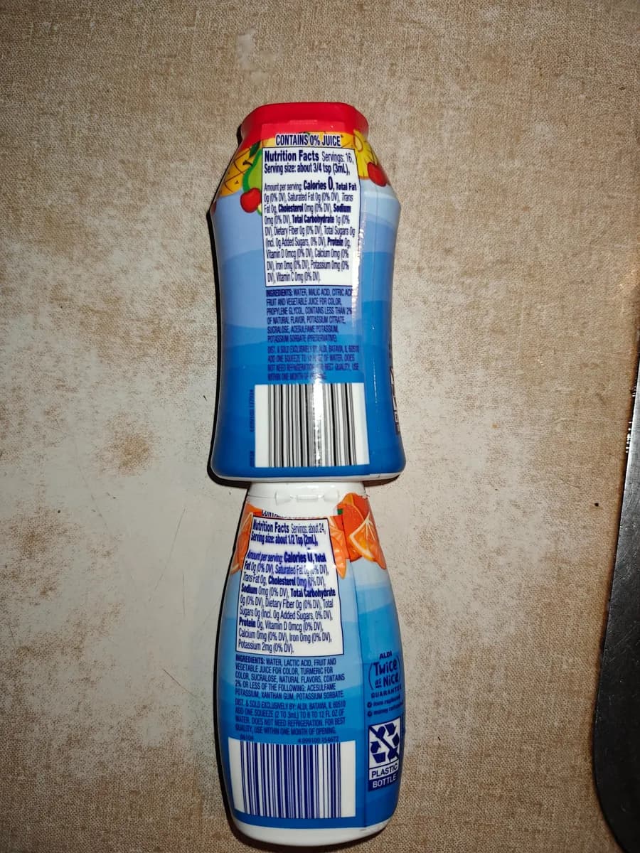 Aldi water flavoring — 24servings to 16servings
