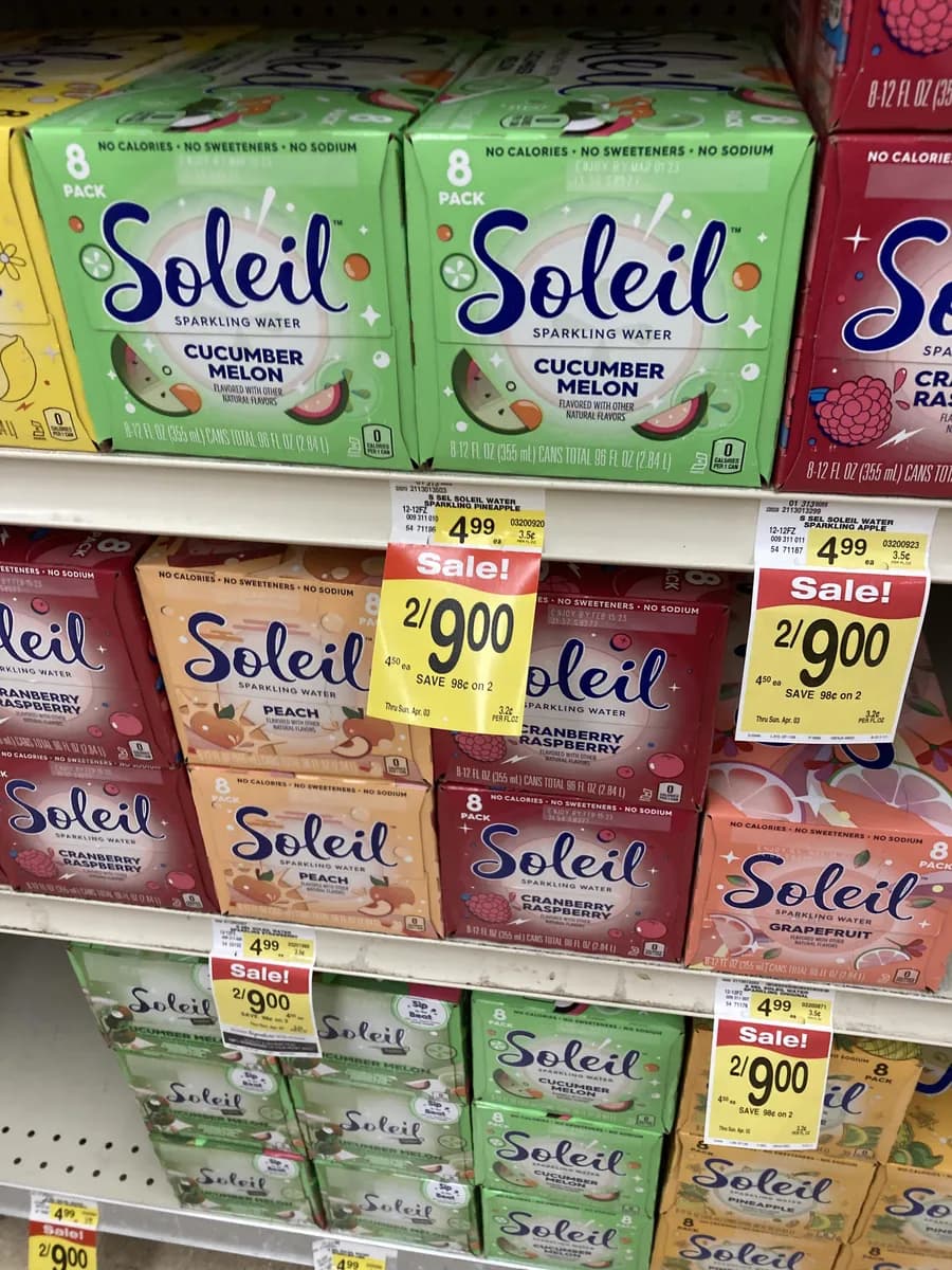 Soleil Sparkling Water — 12ct to 8ct