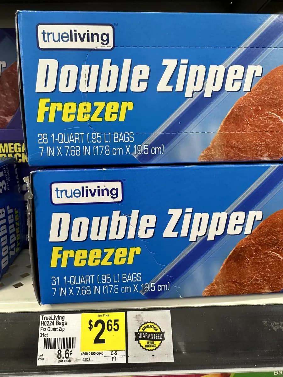 Trueliving Double Zipper Freezer Bags — 31ct to 28ct