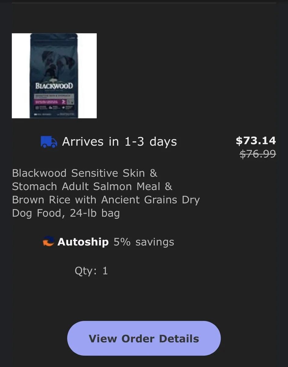 Chewy Dog Food — 30lb to 24lb