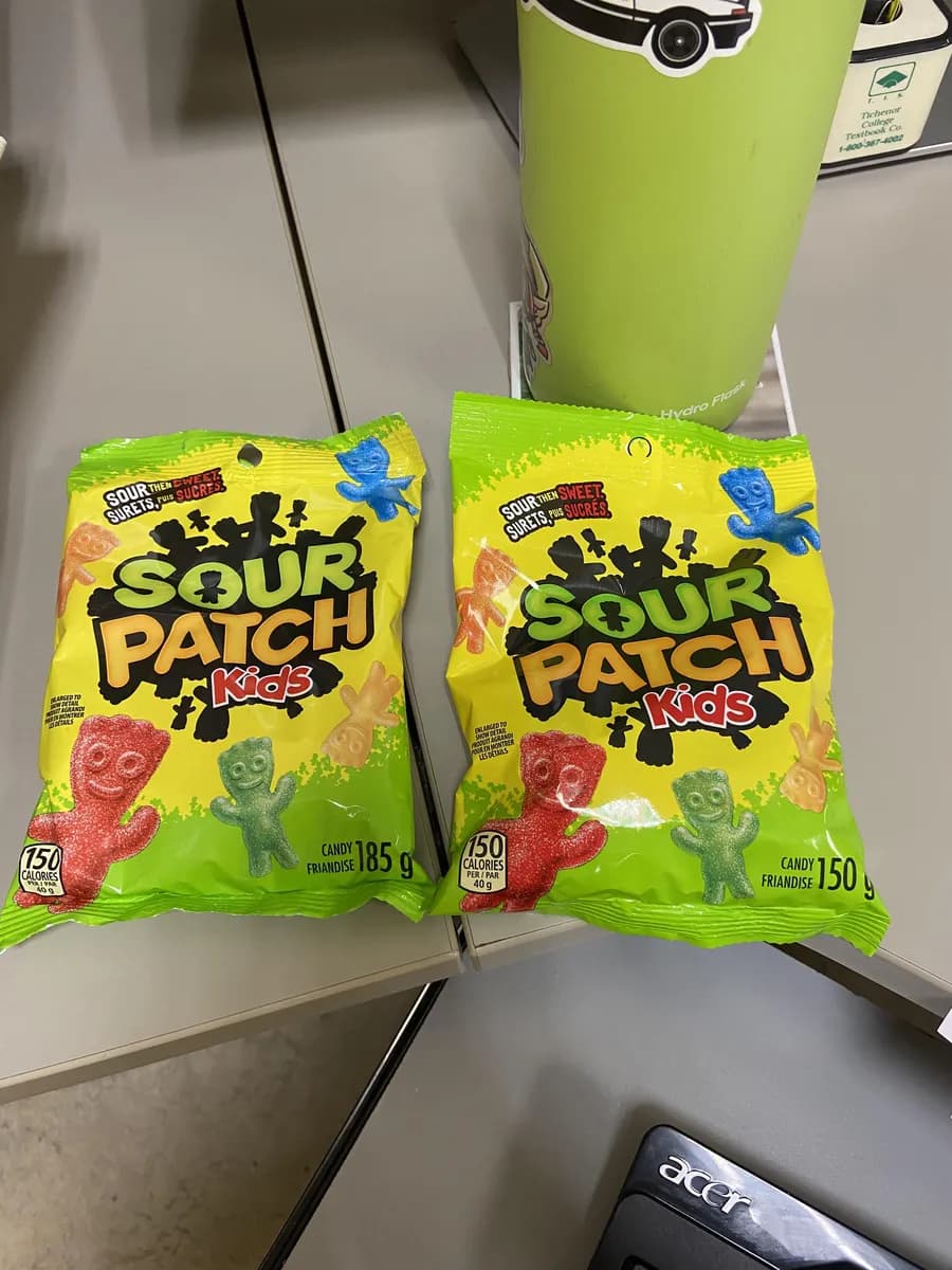 Mondelez Sour Patch Kids — 185g to 150g