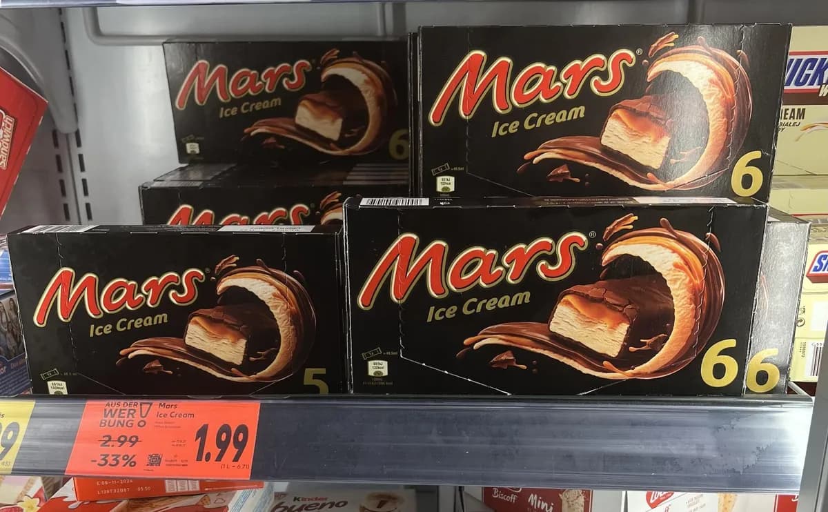 Mars Snickers and Bounty ice cream bars package photo