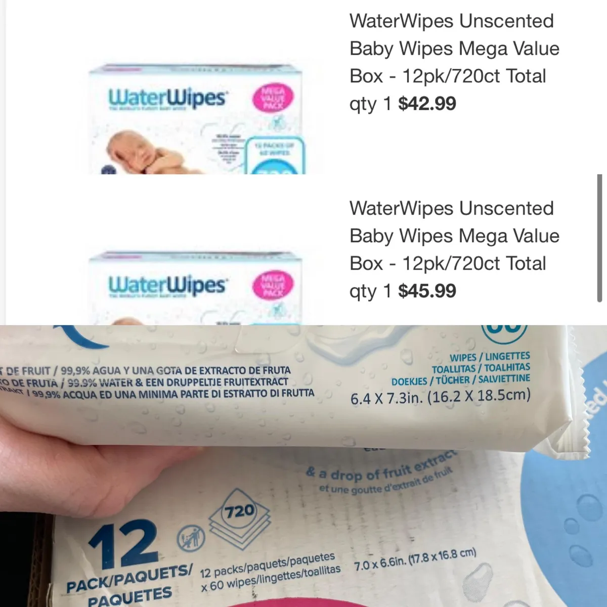 Water Wipes Water Wipes — 7.3in to 6.6in