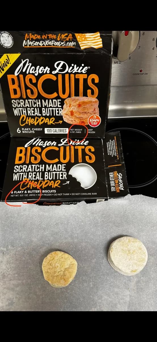 Mason Dixie biscuits — 481g to 167g