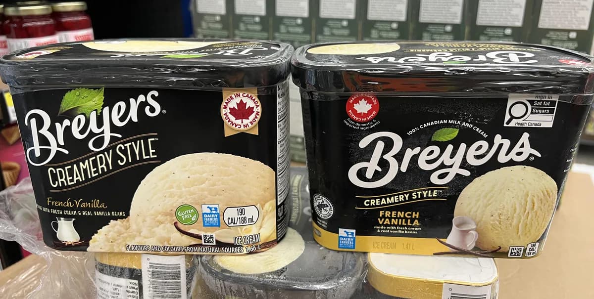 Breyers ice cream — 1.66L to 1.41L