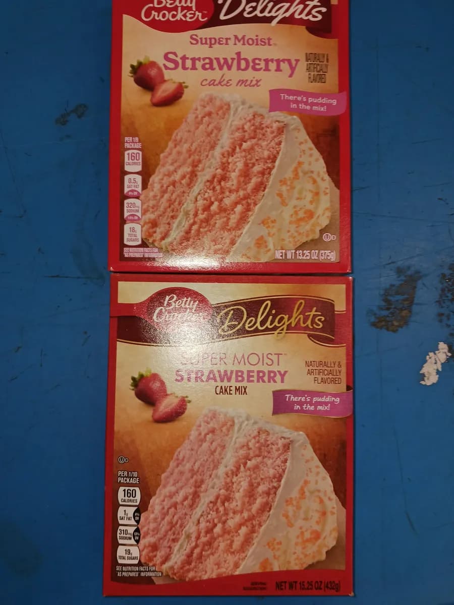 Betty Crocker Cake Mix — 15.25oz to 13.25oz