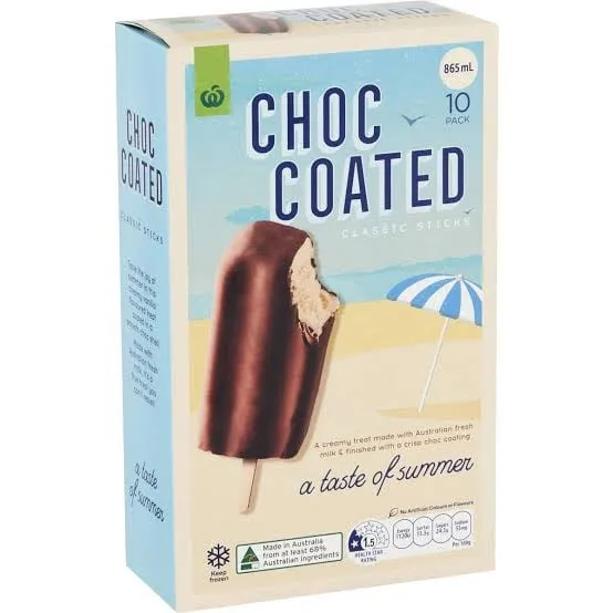 Woolworths Ice cream bars — 865ml to 648ml