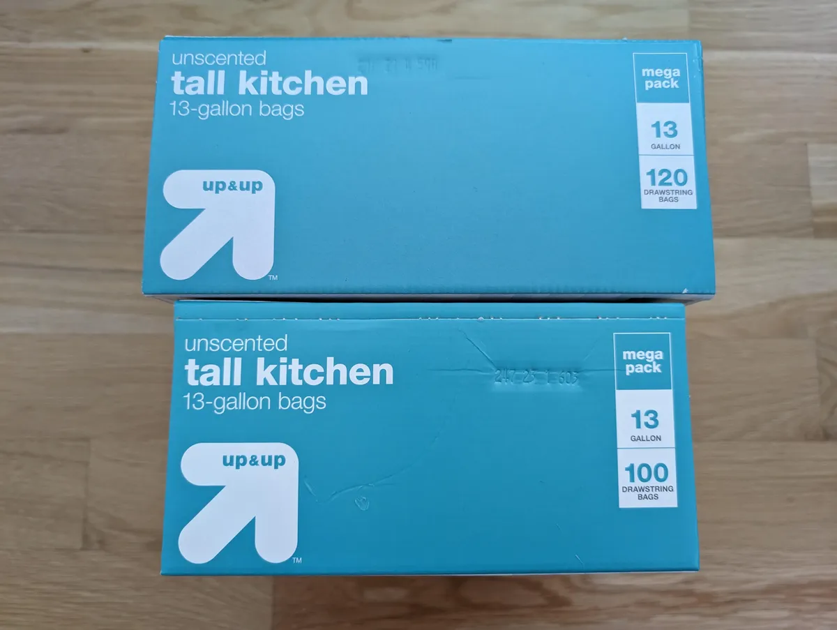 up&up tall kitchen bags mega pack — 120ct to 100ct