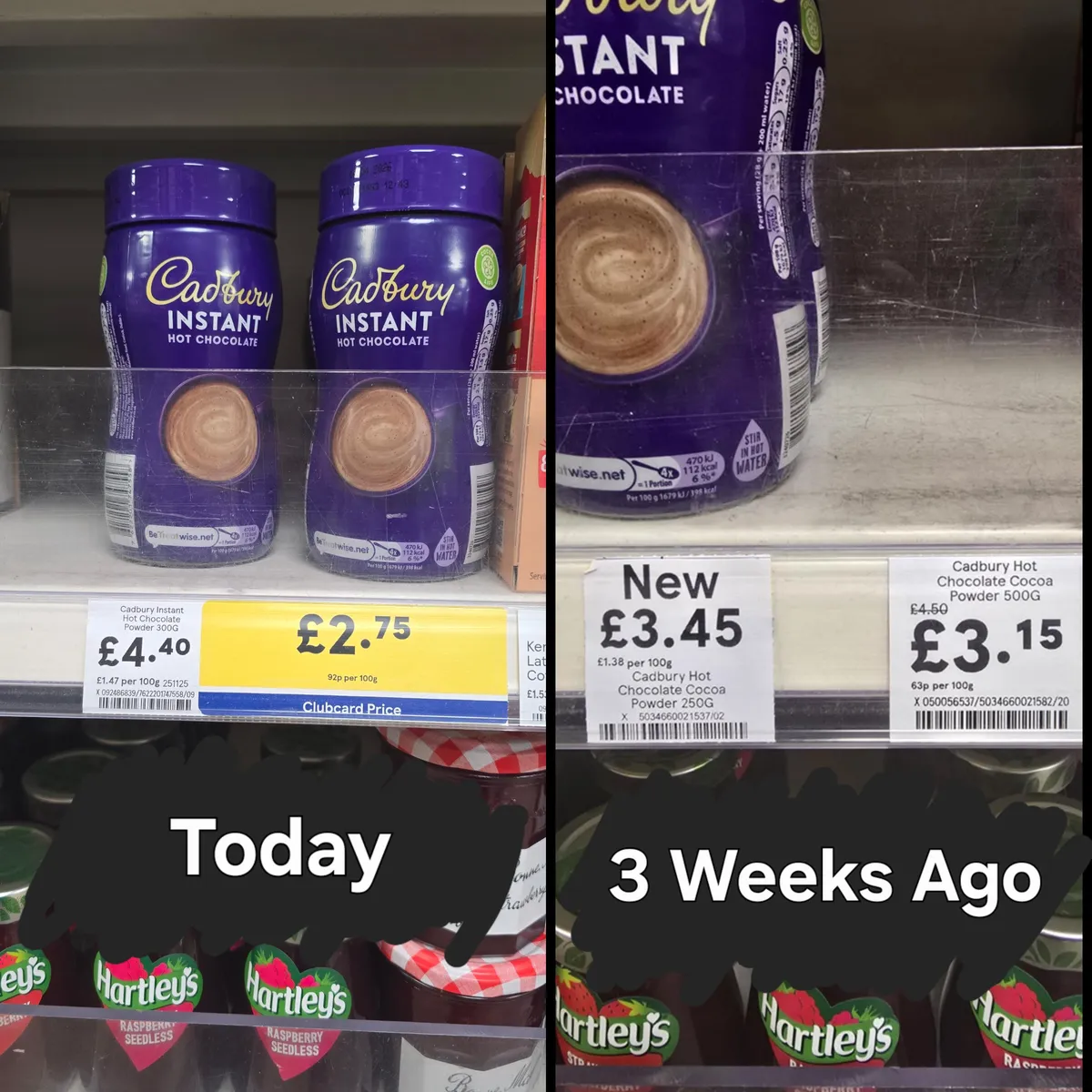 Cadbury Hot Chocolate — 500g to 300g