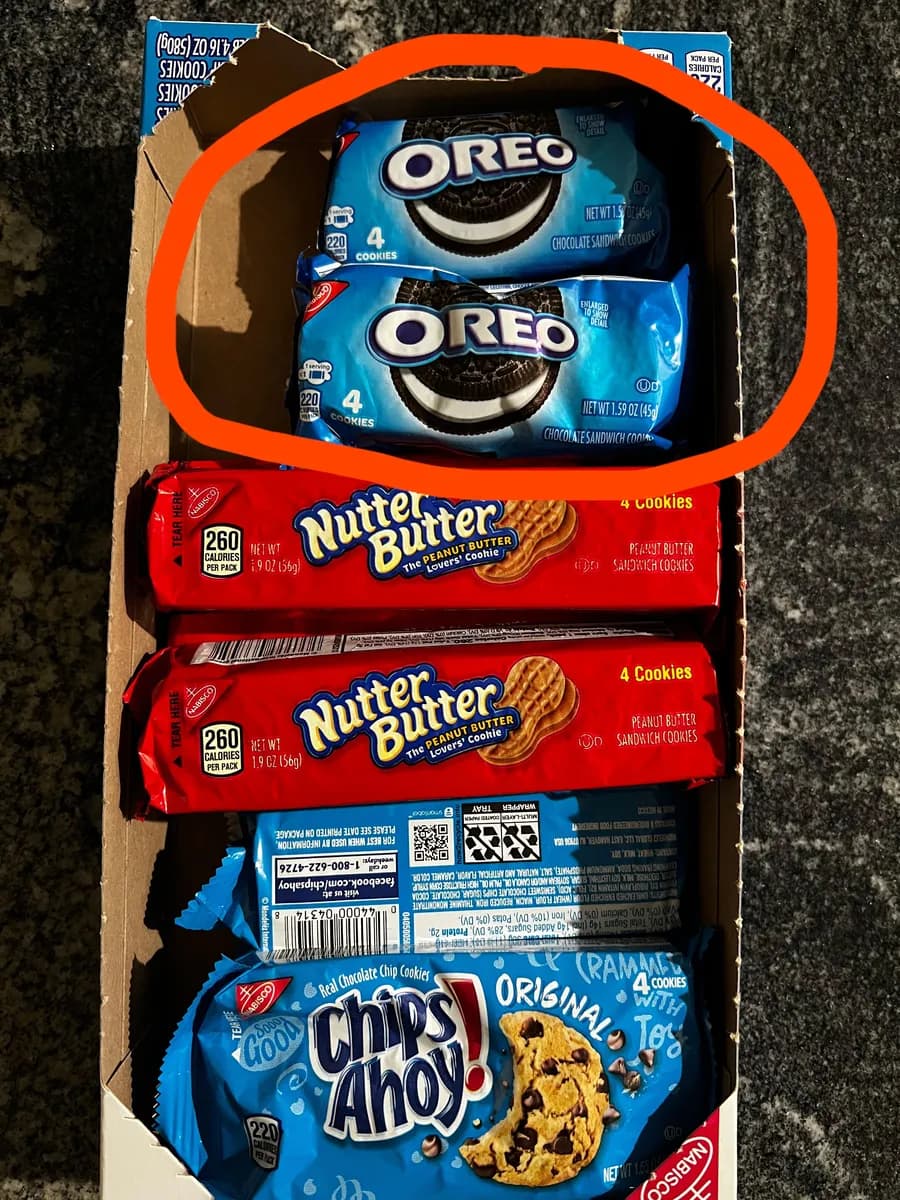 Nabisco Oreo snack packs — 6ct to 4ct