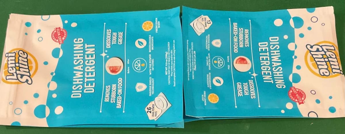 Lemi Shine dishwasher detergent pods package