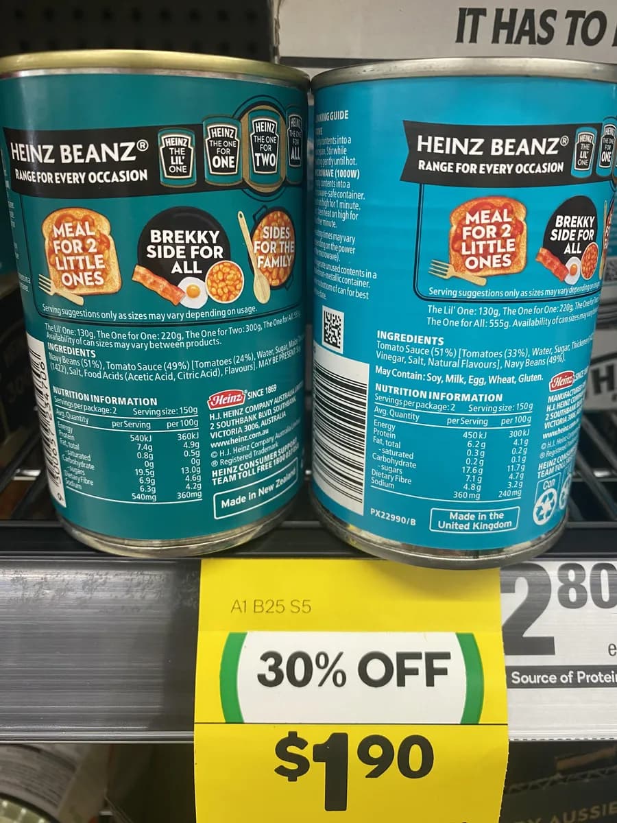 Heinz canned beans