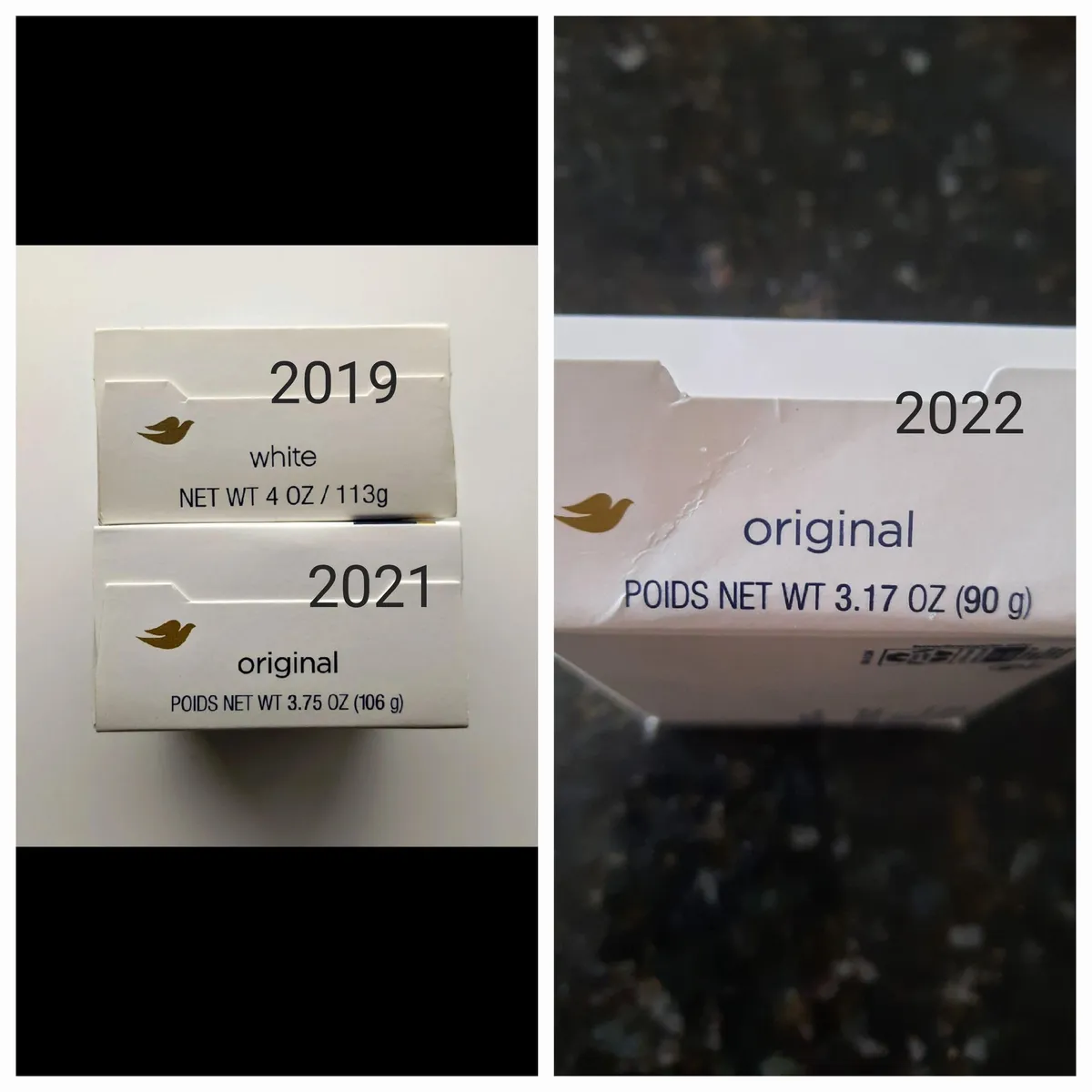 Dove Soap — 4oz to 3.17oz