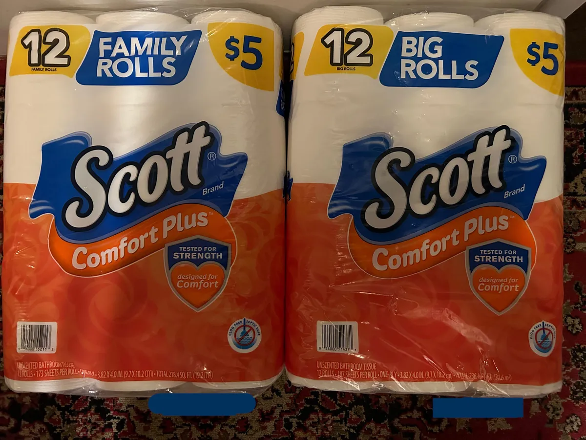 Scott tissue paper (Big rolls/Family rolls) — 192ct to 174.24ct