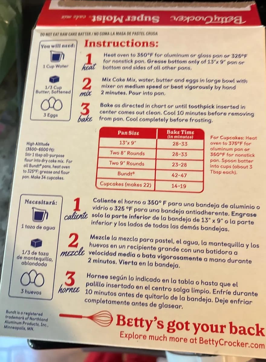 Betty Crocker Cupcake Mix package photo