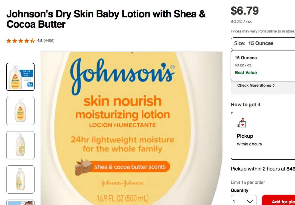 Johnson's Johnson's lotion package