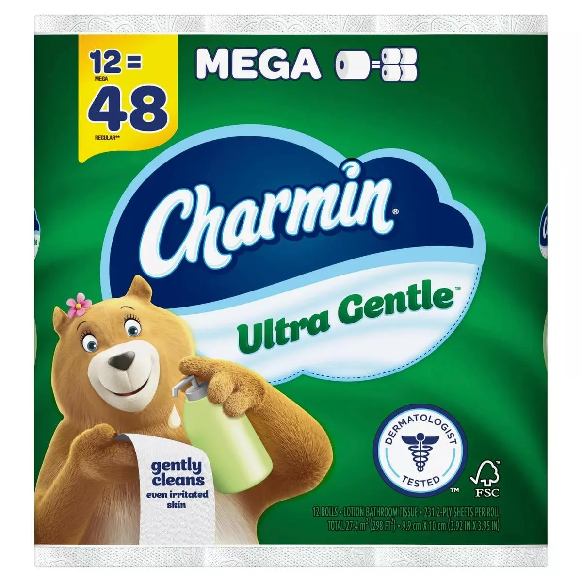 Charmin Ultra Gentle Toilet Paper — 286sheets per roll to 231sheets per roll