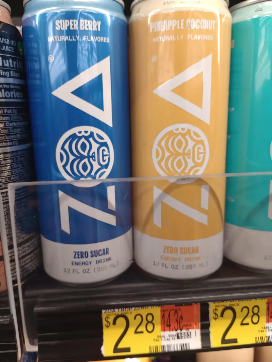 Zoa Zero Sugar Energy Drink — 16oz to 12oz