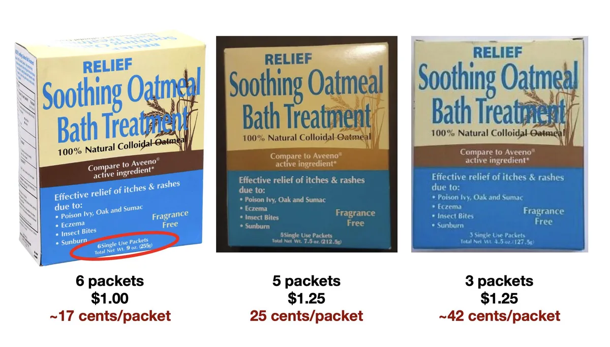 Dollar Tree Oatmeal Bath — 9oz to 4.5oz