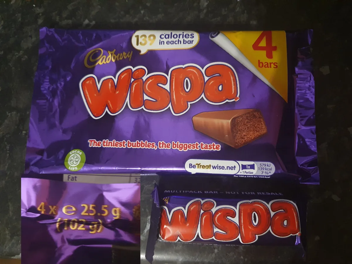 Wispa Wispa bars — 30g to 25.5g
