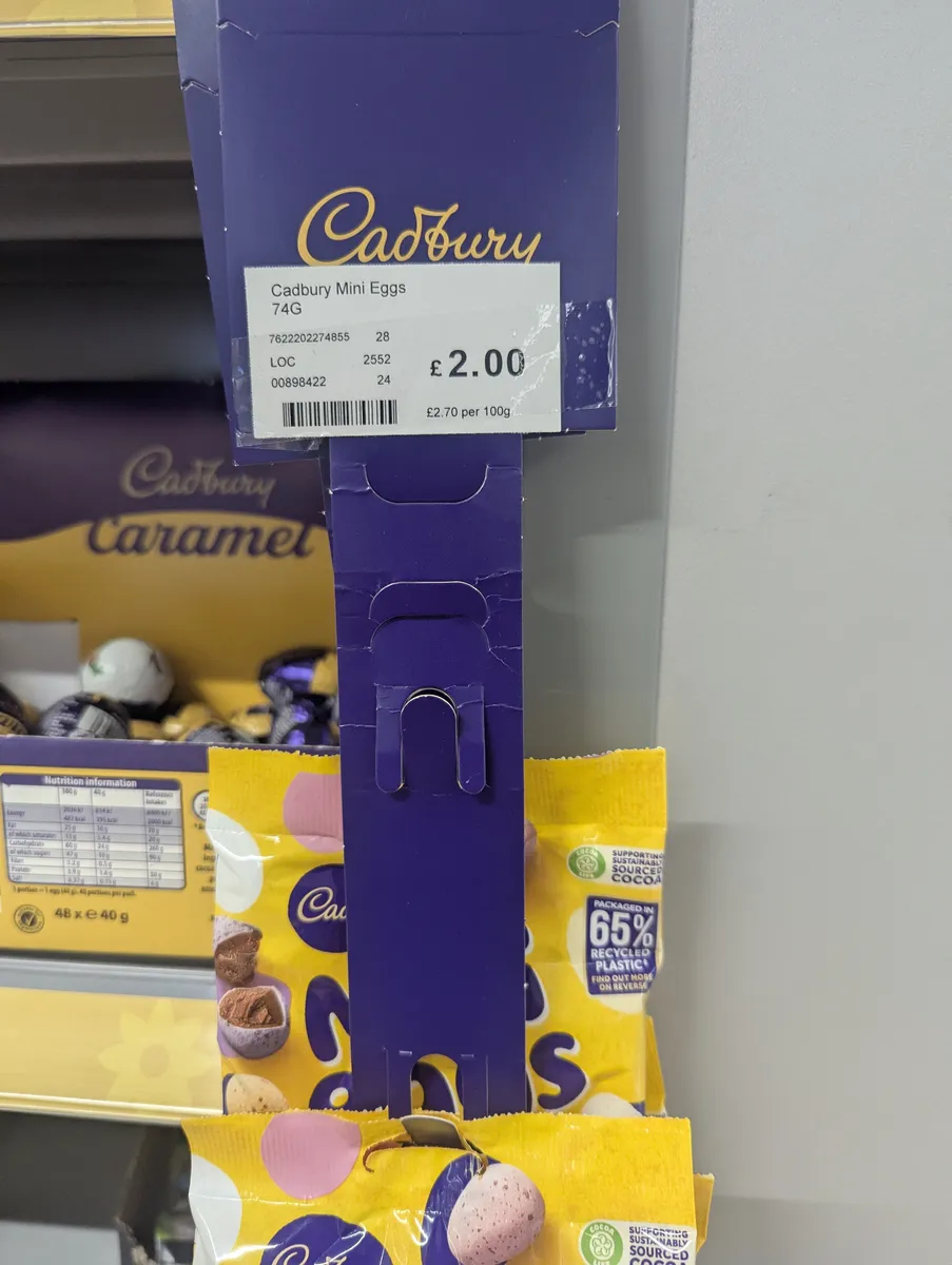 Cadbury Mini Eggs — 120g to 72g