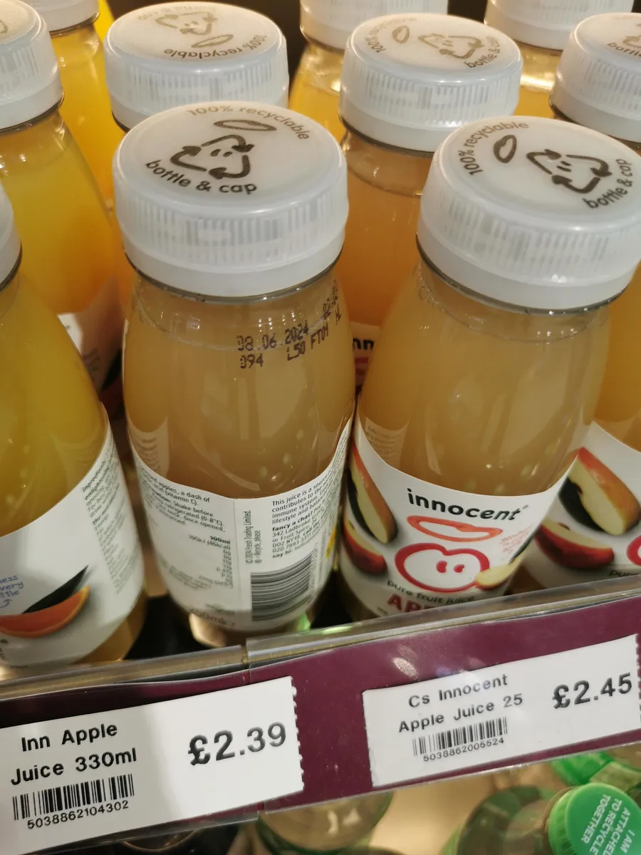 Innocent Juice — 330ml to 250ml