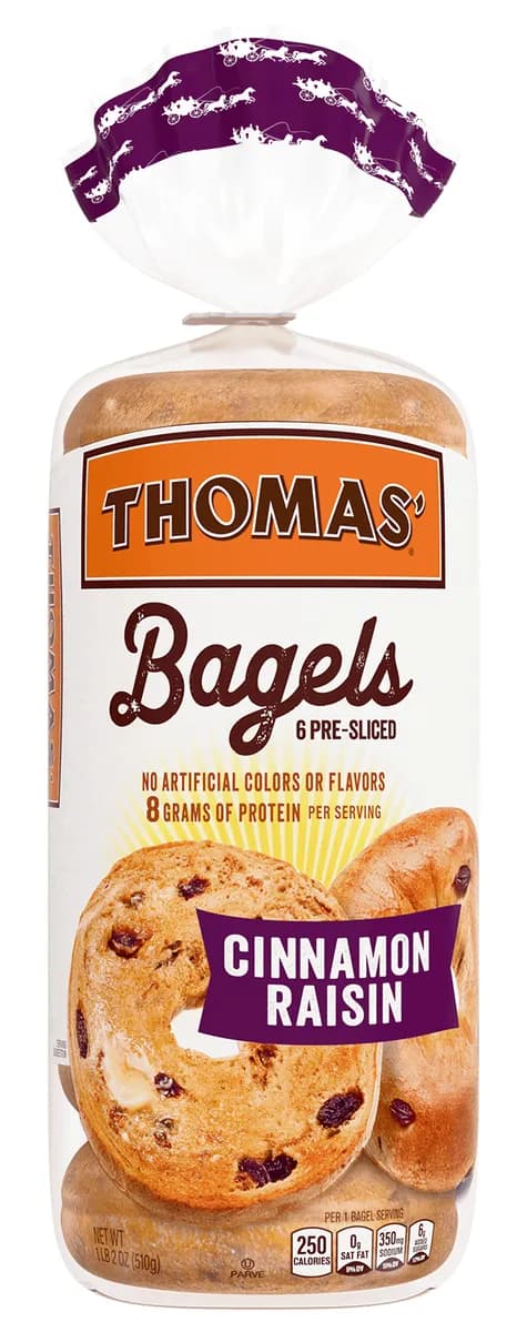 Thomas Cinnamon Raisin Bagels — 20oz to 18oz