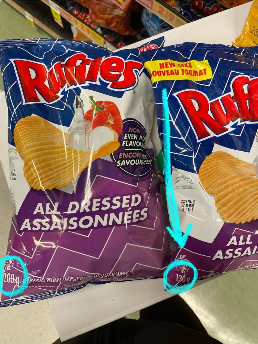 Frito-Lay Ruffles All Dressed Chips — 200g to 130g