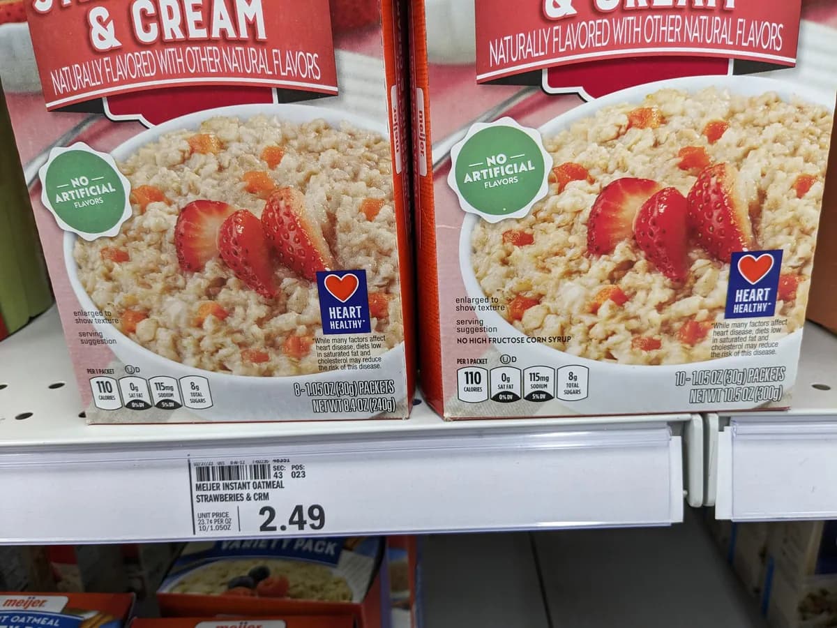 Meijer oatmeal — 10ct to 8ct