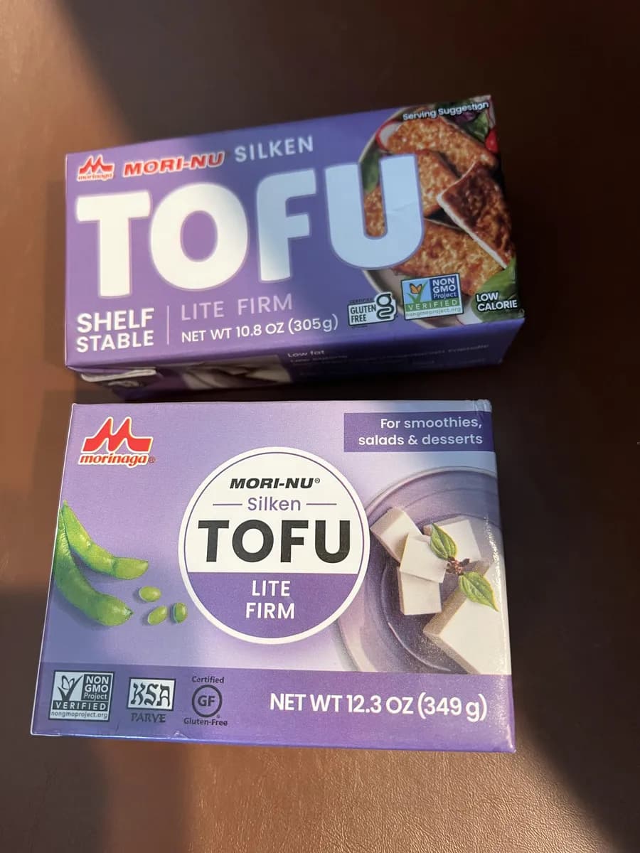 Mori-Nu Silken tofu — 12.3g to 10.8g
