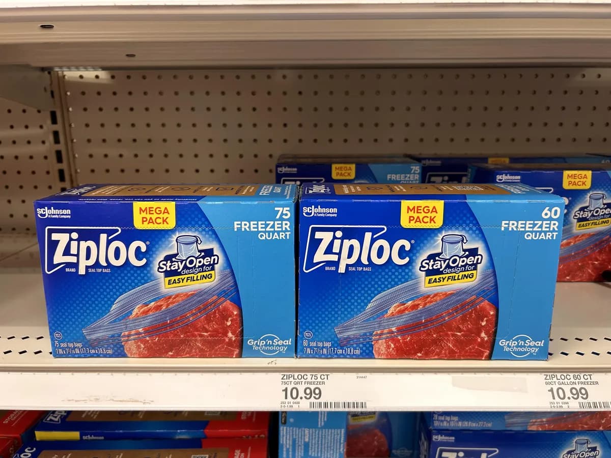 Ziploc Freezer Quart Seal Top Bags — 75ct to 60ct