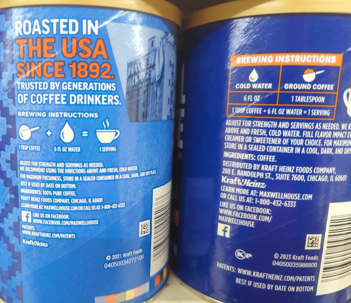 Maxwell House Coffee — 10.5oz to 9.9oz