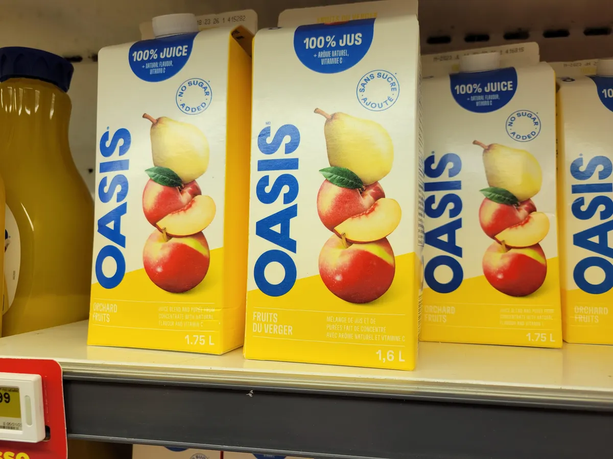 Oasis 100% Juice - Orchard Fruits — 1.75L to 1.6L
