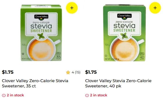 Clover Valley Stevia Packets — 50ct to 45ct