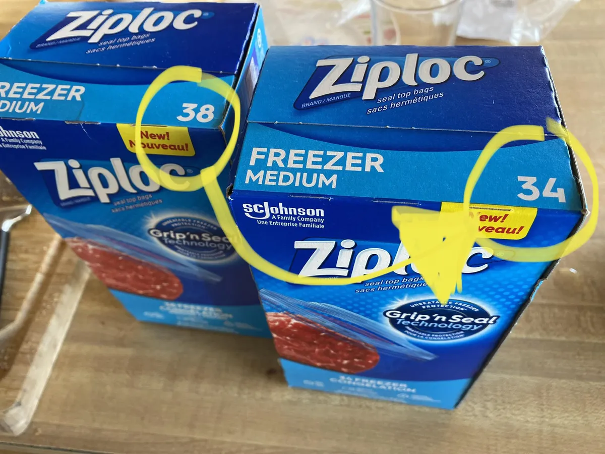 Ziploc Storage Bags — 38ct to 34ct
