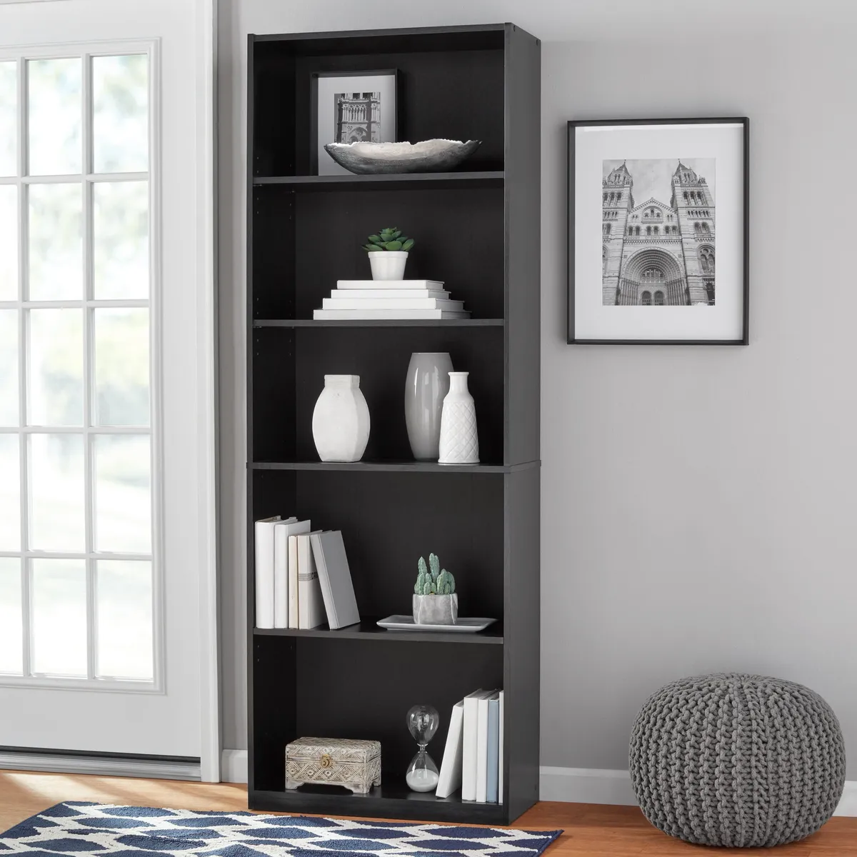 Walmart Five Shelf Bookcase — 29.5in to 24in