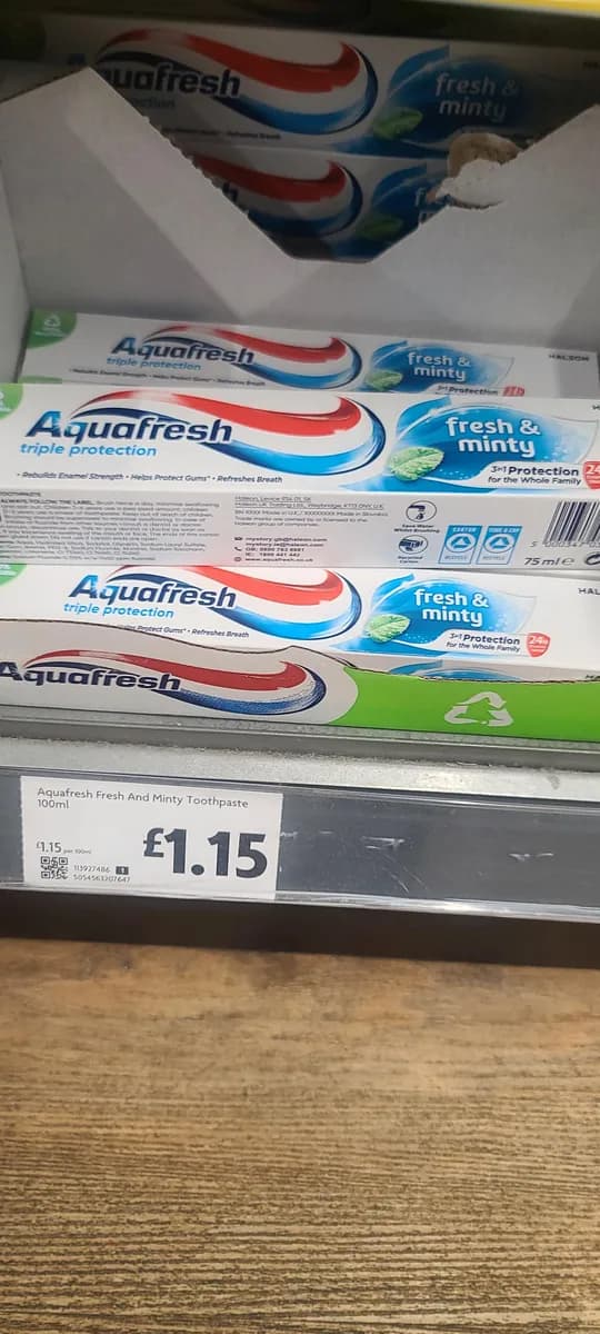 Aquafresh Aquafresh toothpaste — 100ml to 75ml