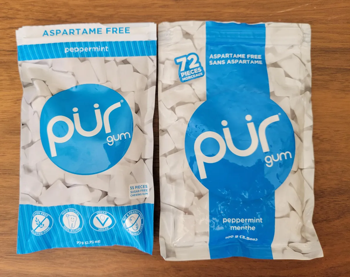 Pür Peppermint Gum — 100g to 77g