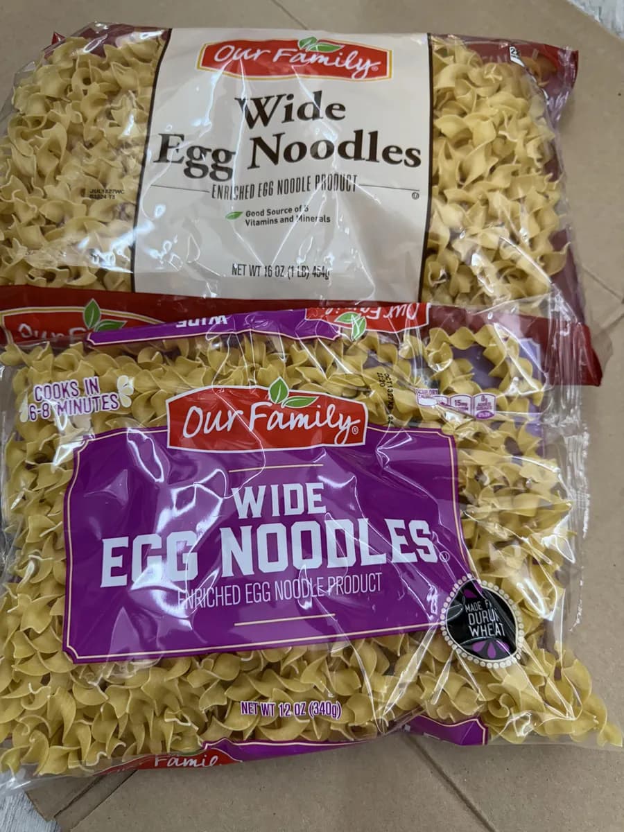 Our Family Wide Egg Noodles — 16oz to 12oz